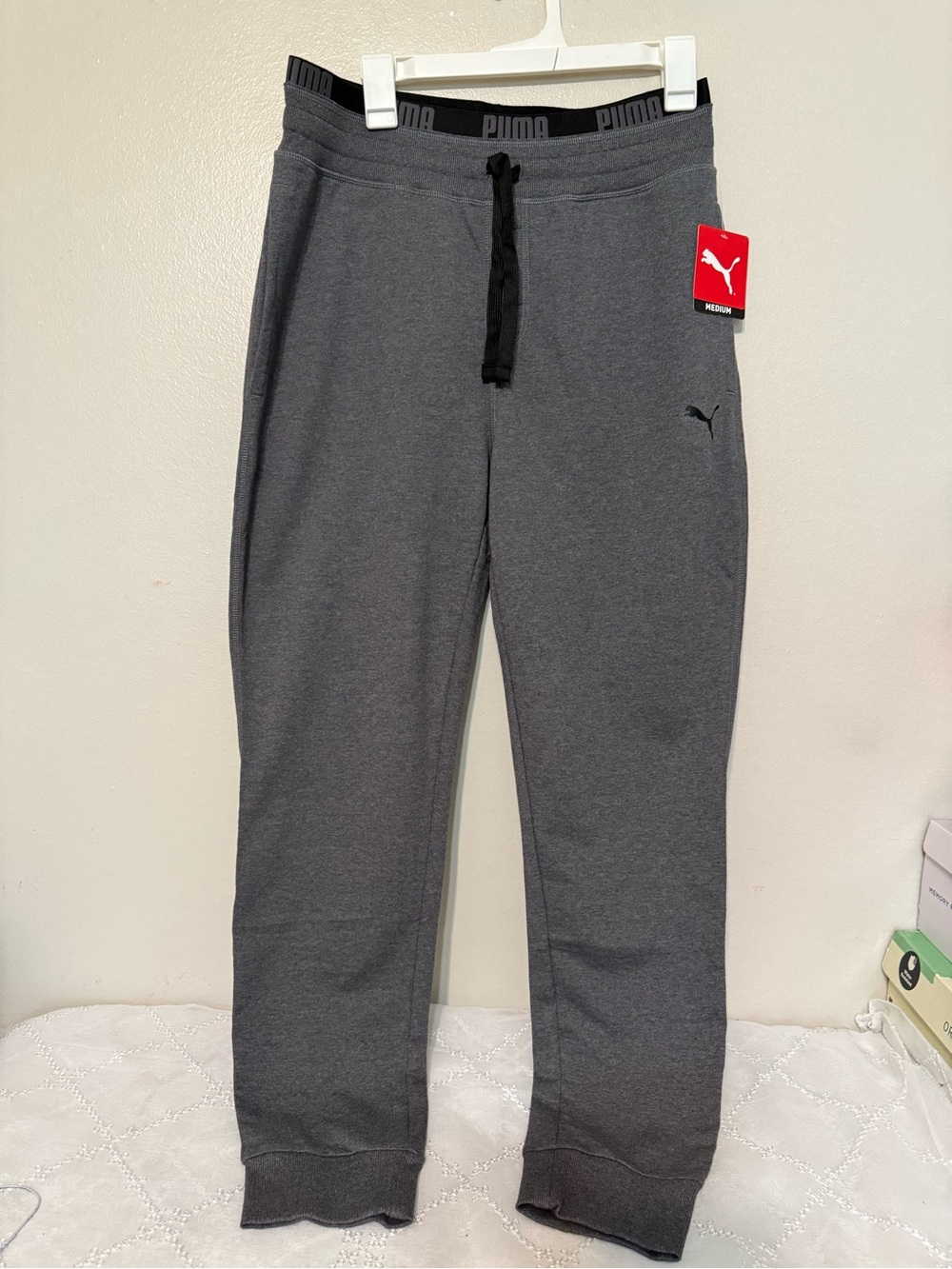Puma Dark Gray Jogger Sweatpants with Black Drawstring